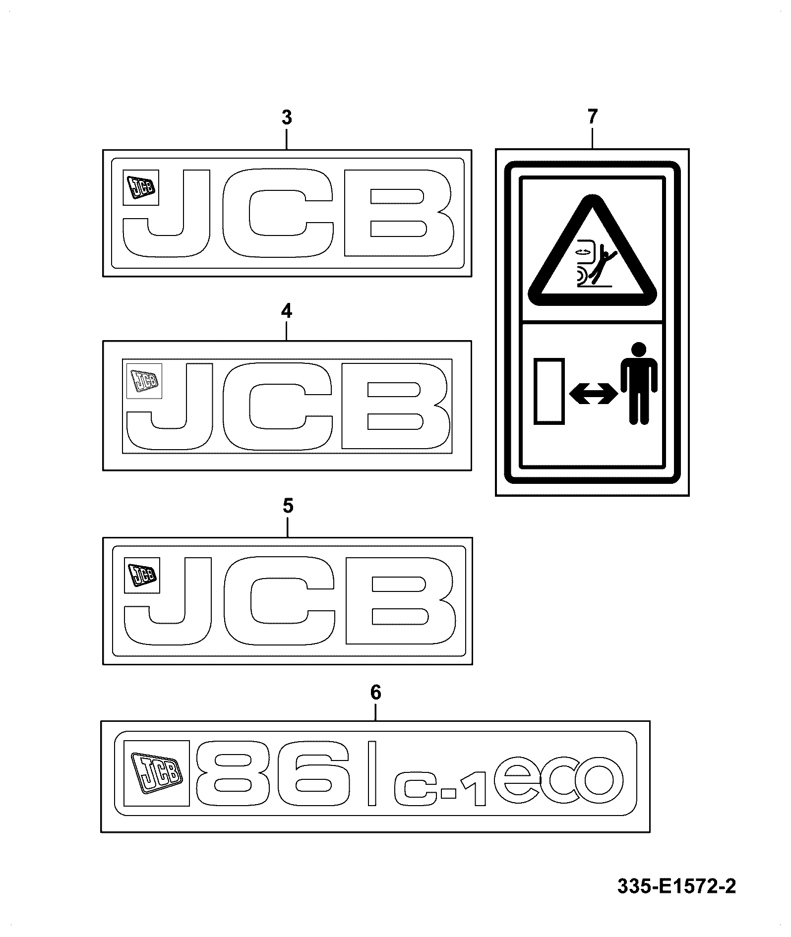 Наклейка 335/G3902 JCB