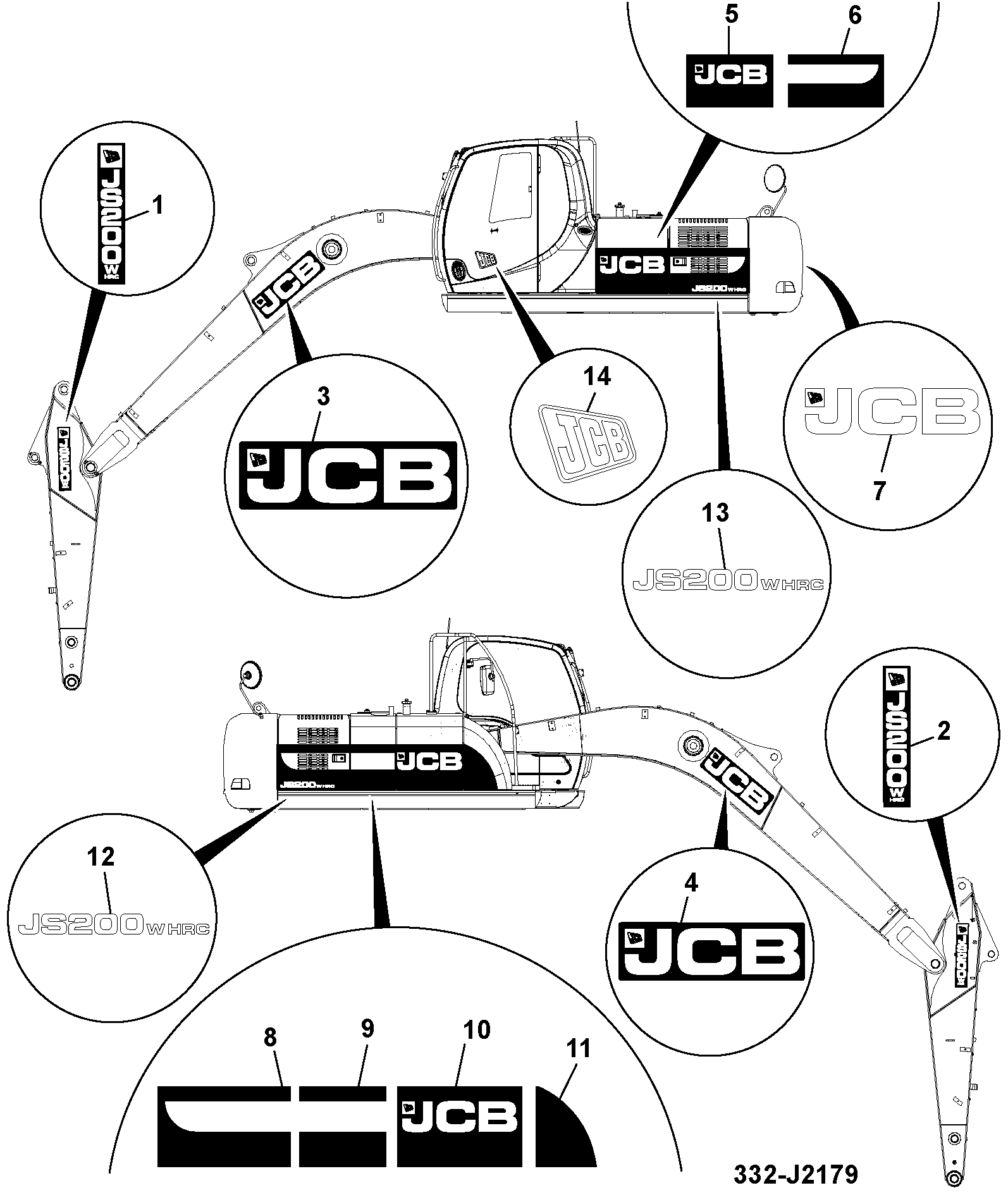 Наклейка 332/K3176 JCB