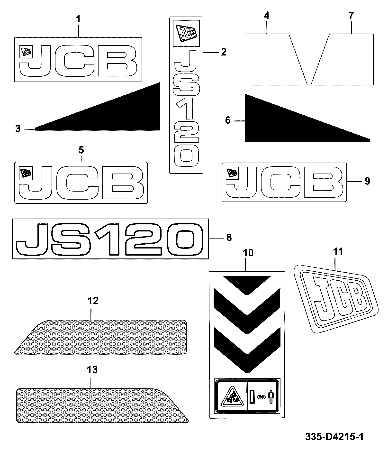 Наклейка 335/D4290 JCB