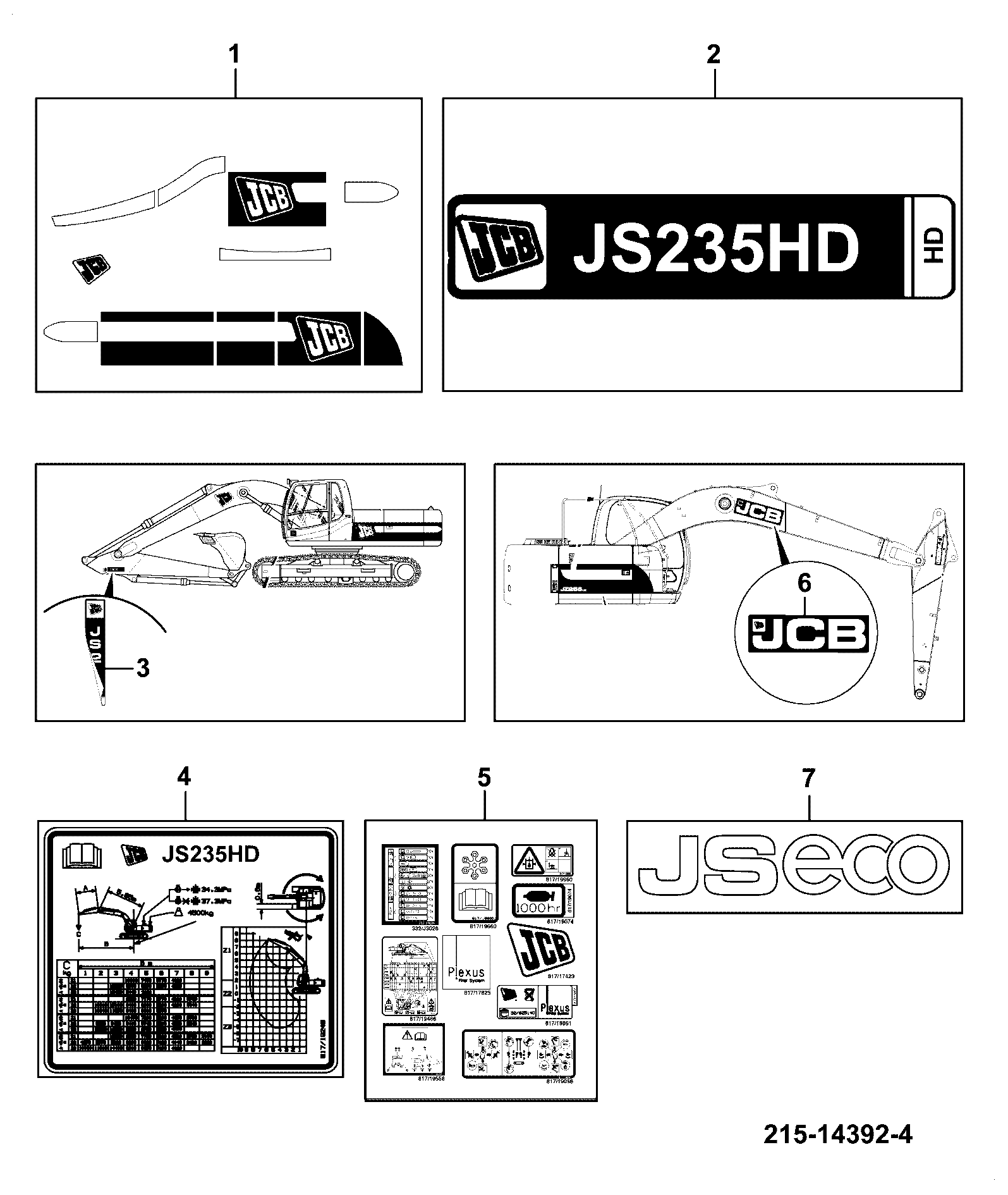 Наклейка 332/K4000 JCB