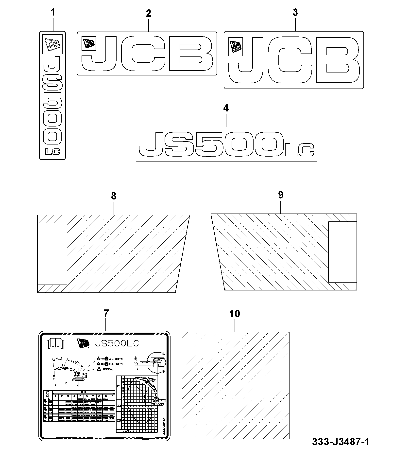 Наклейка 333/K2807 JCB