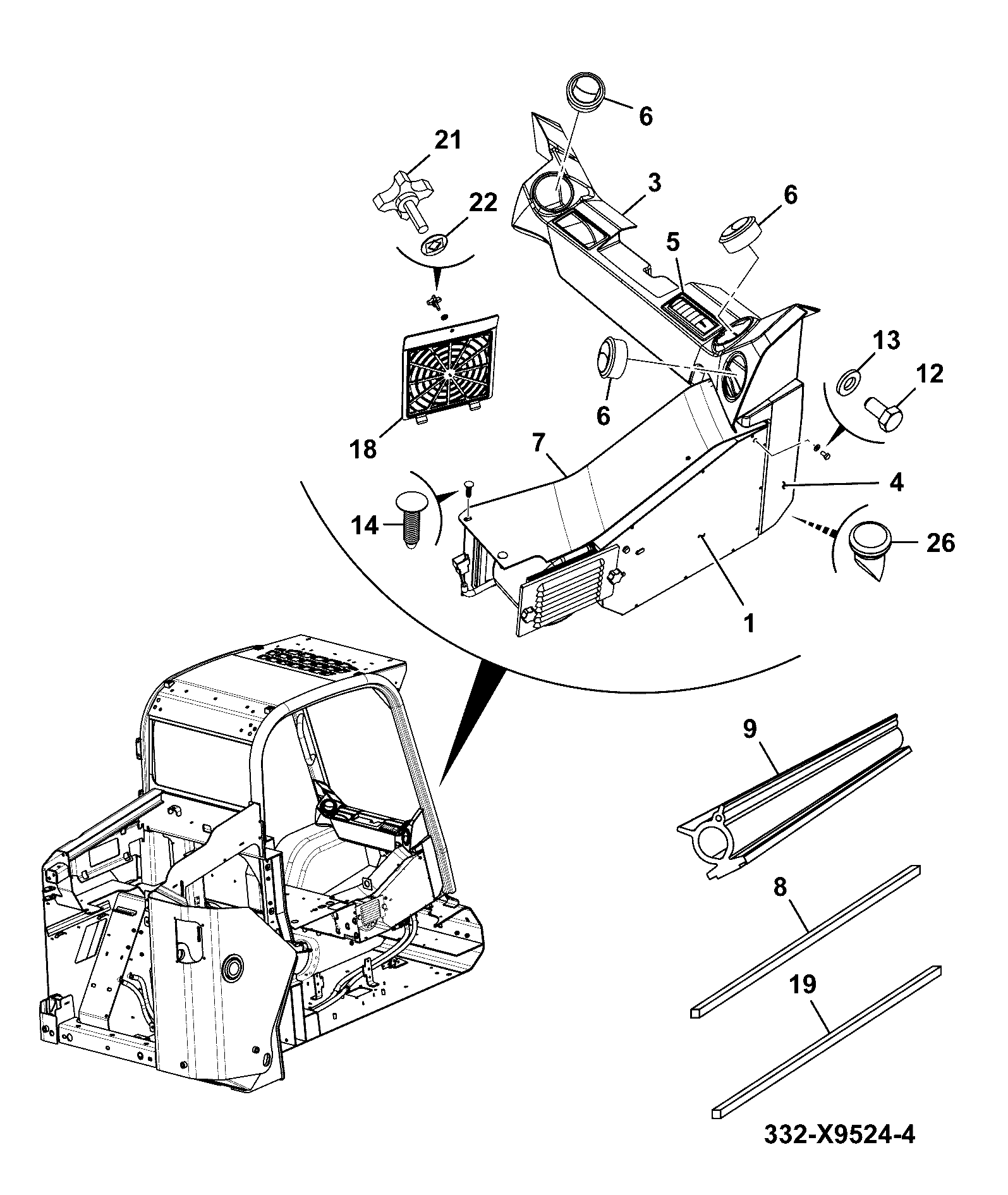 Отопитель 332/X9523 JCB