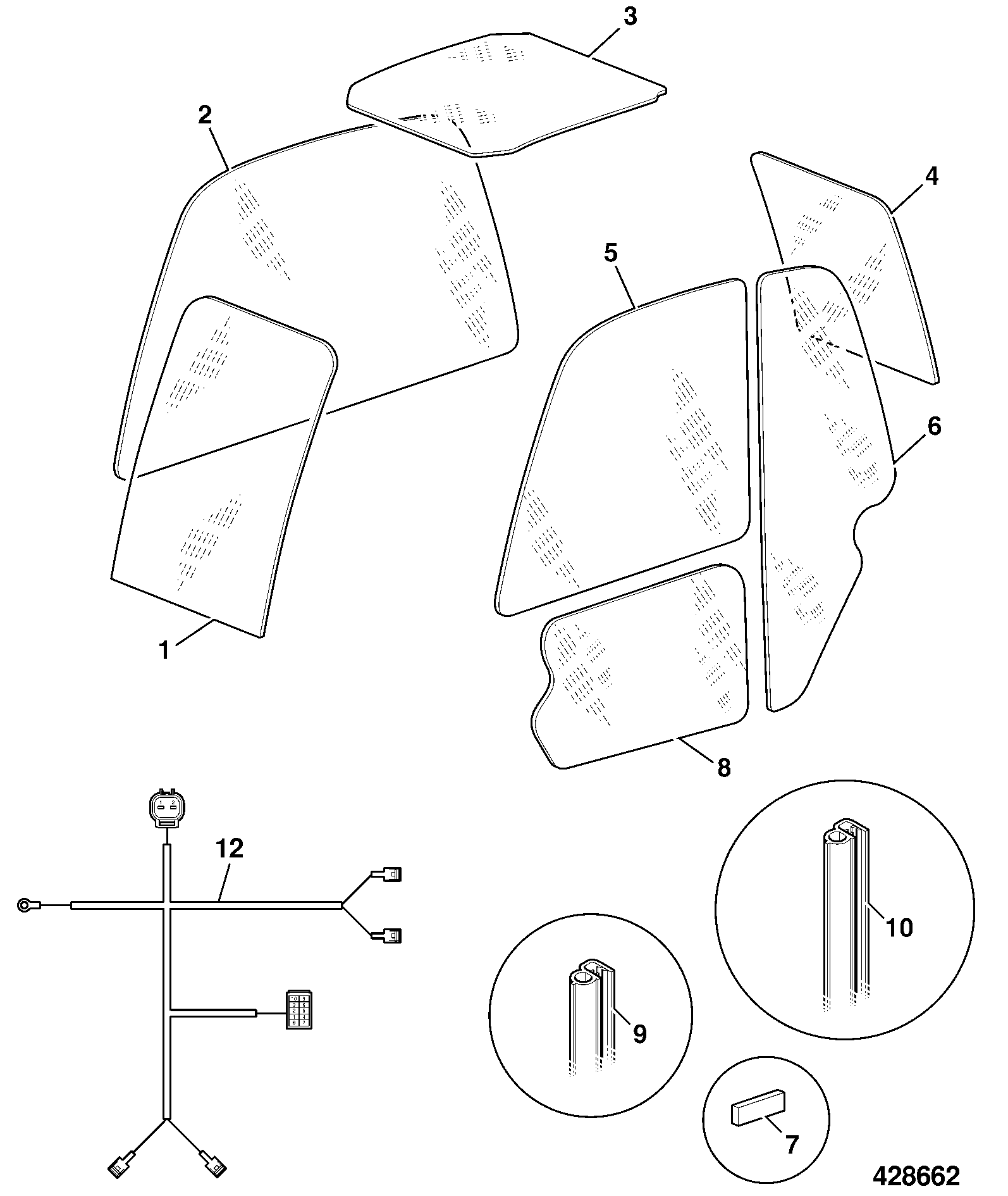 Стекло 827/80239 JCB