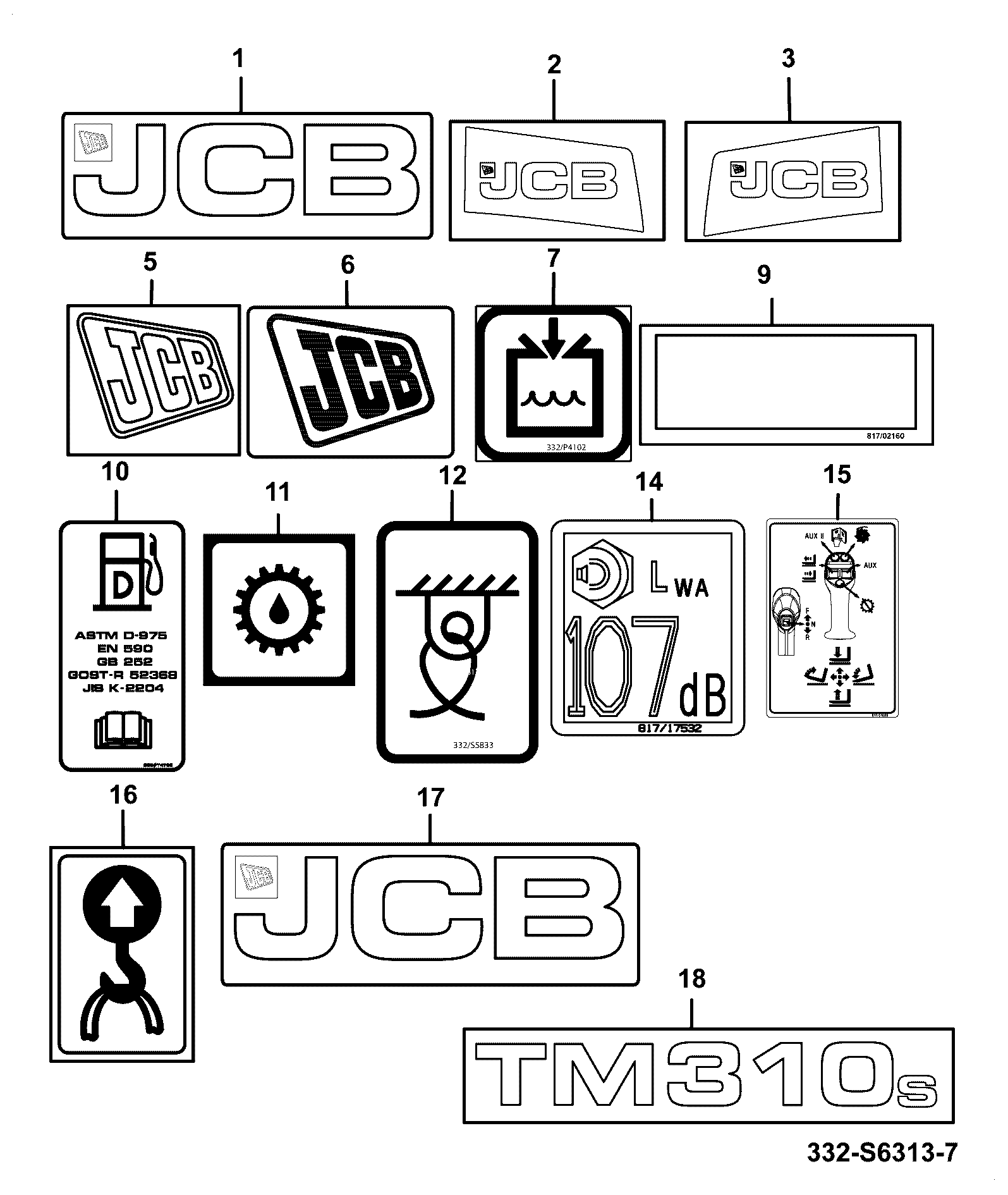 Табличка 817/21089 JCB