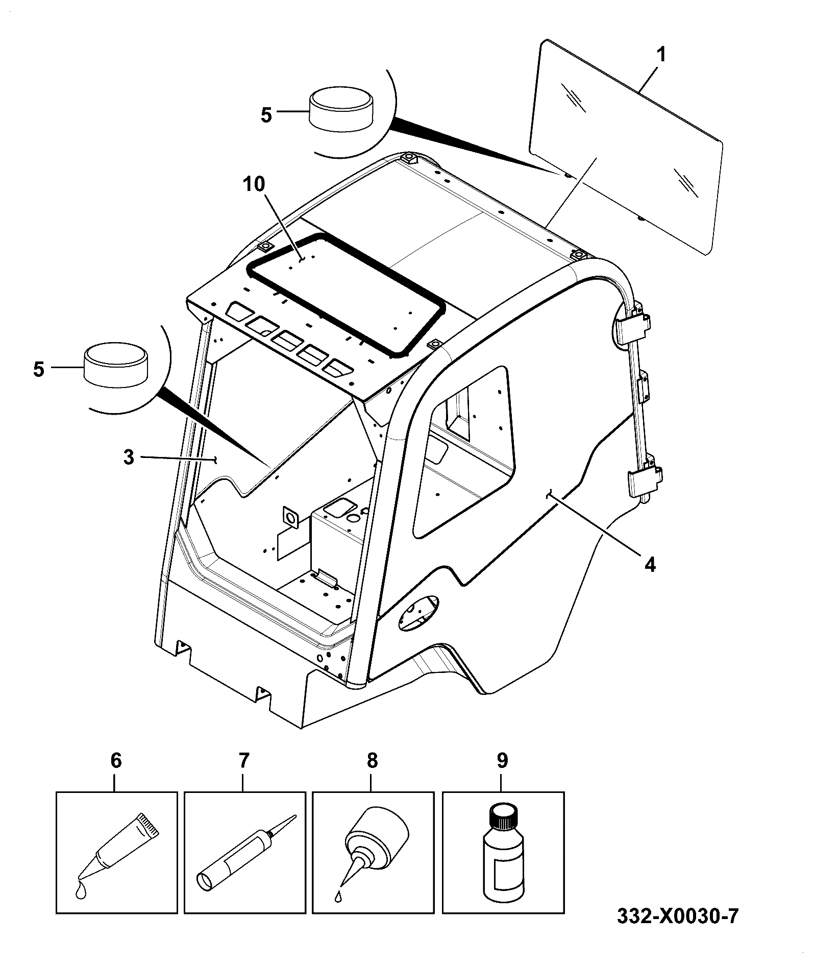 Стекло 332/X6980 JCB