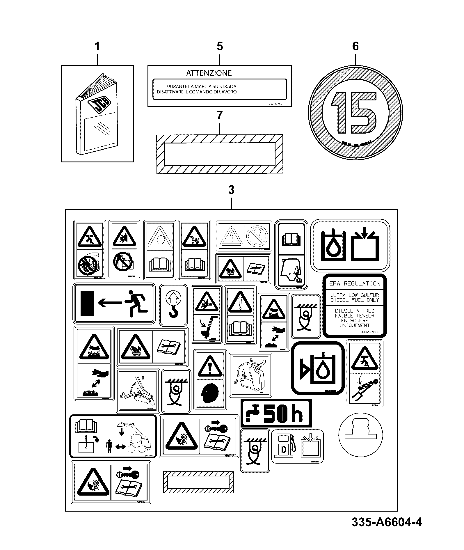 Табличка 332/V0762 JCB