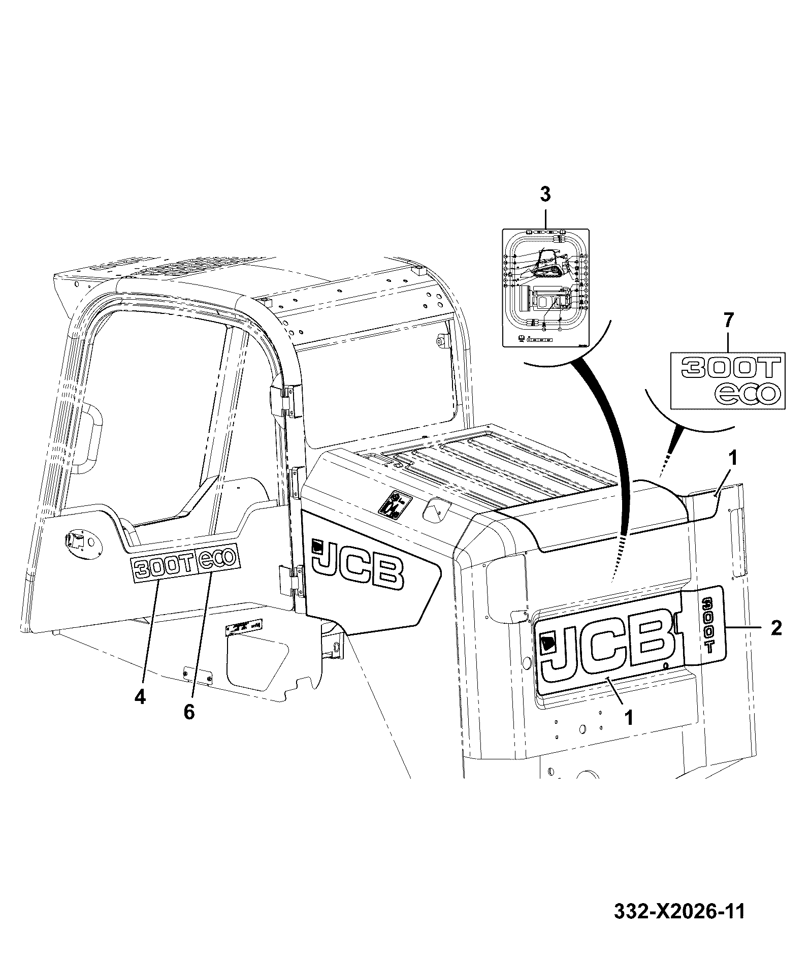 Наклейка 333/L0398 JCB