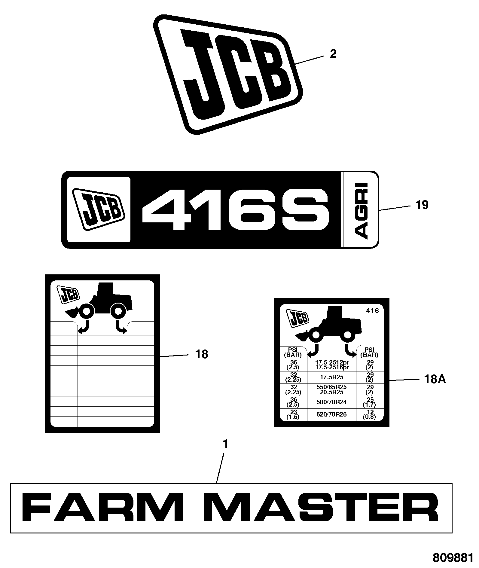 табличка 332/P7720 JCB