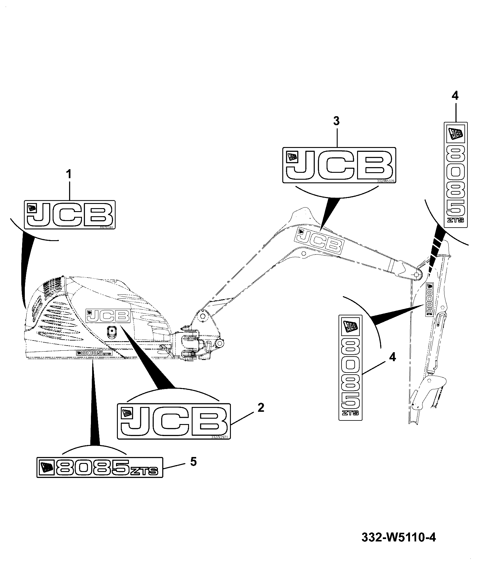 Наклейка 333/S5907 JCB