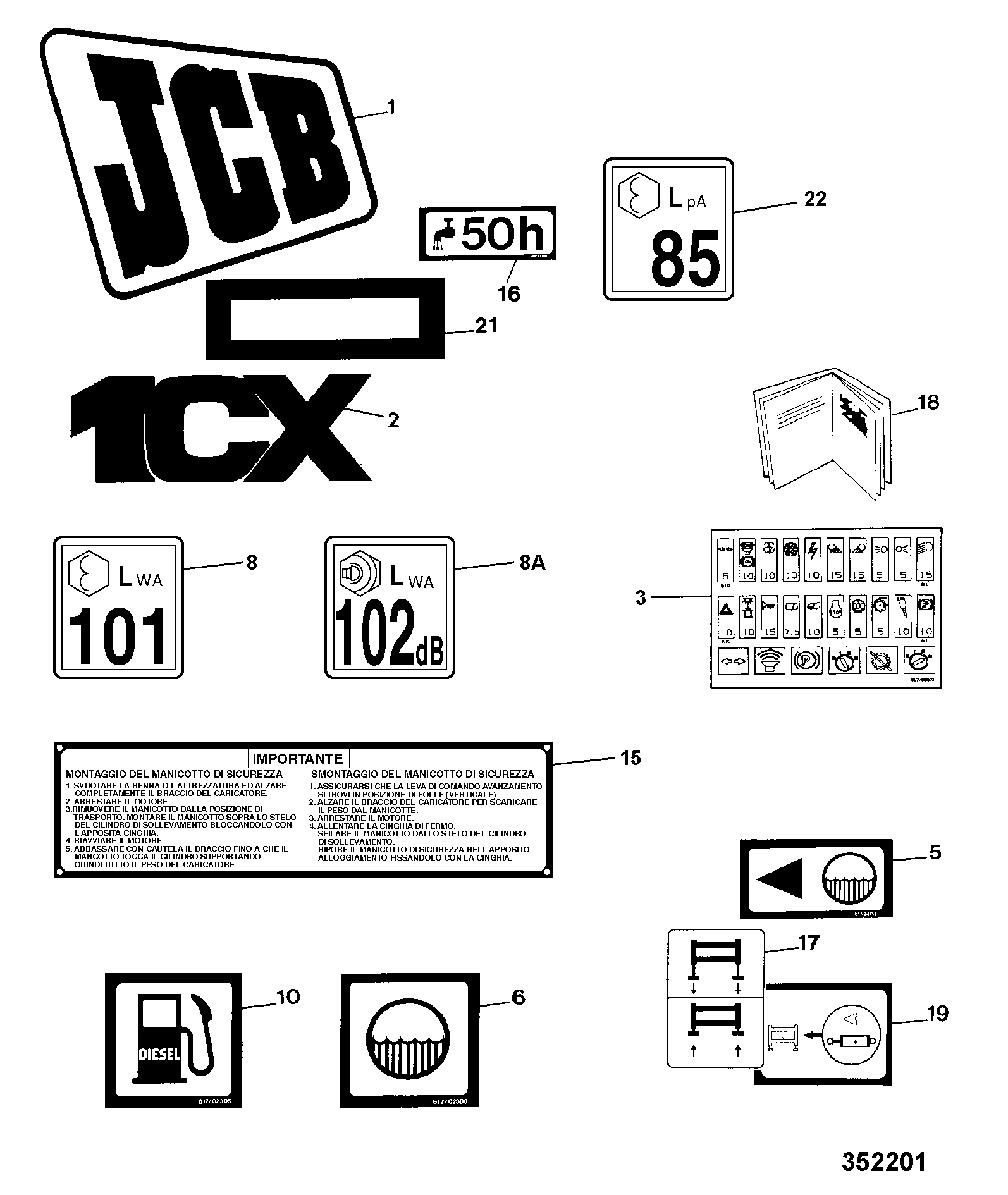 Табличка 817/02547 JCB