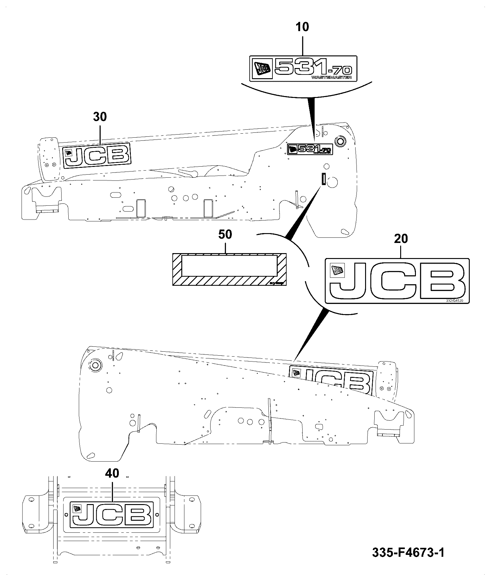 Наклейка 335/F4632 JCB
