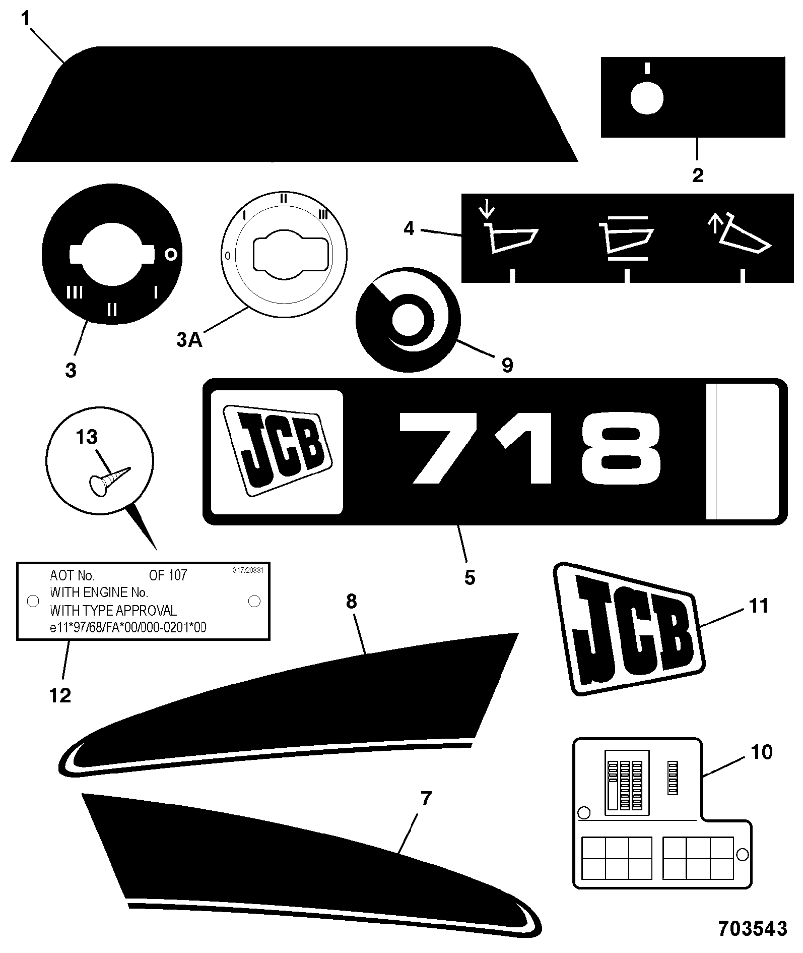 Наклейка 332/T9882 JCB