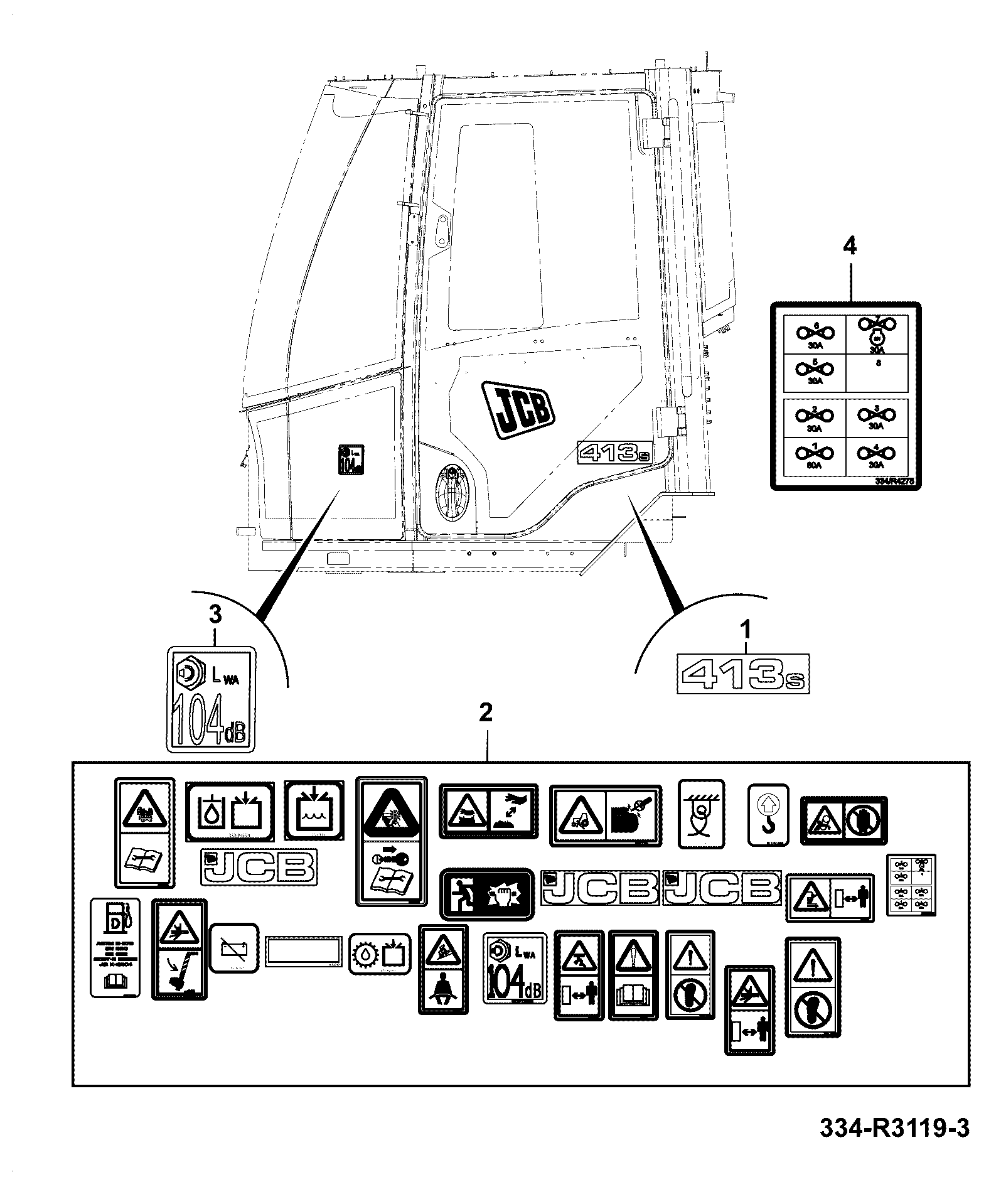Наклейка 334/R0378 JCB