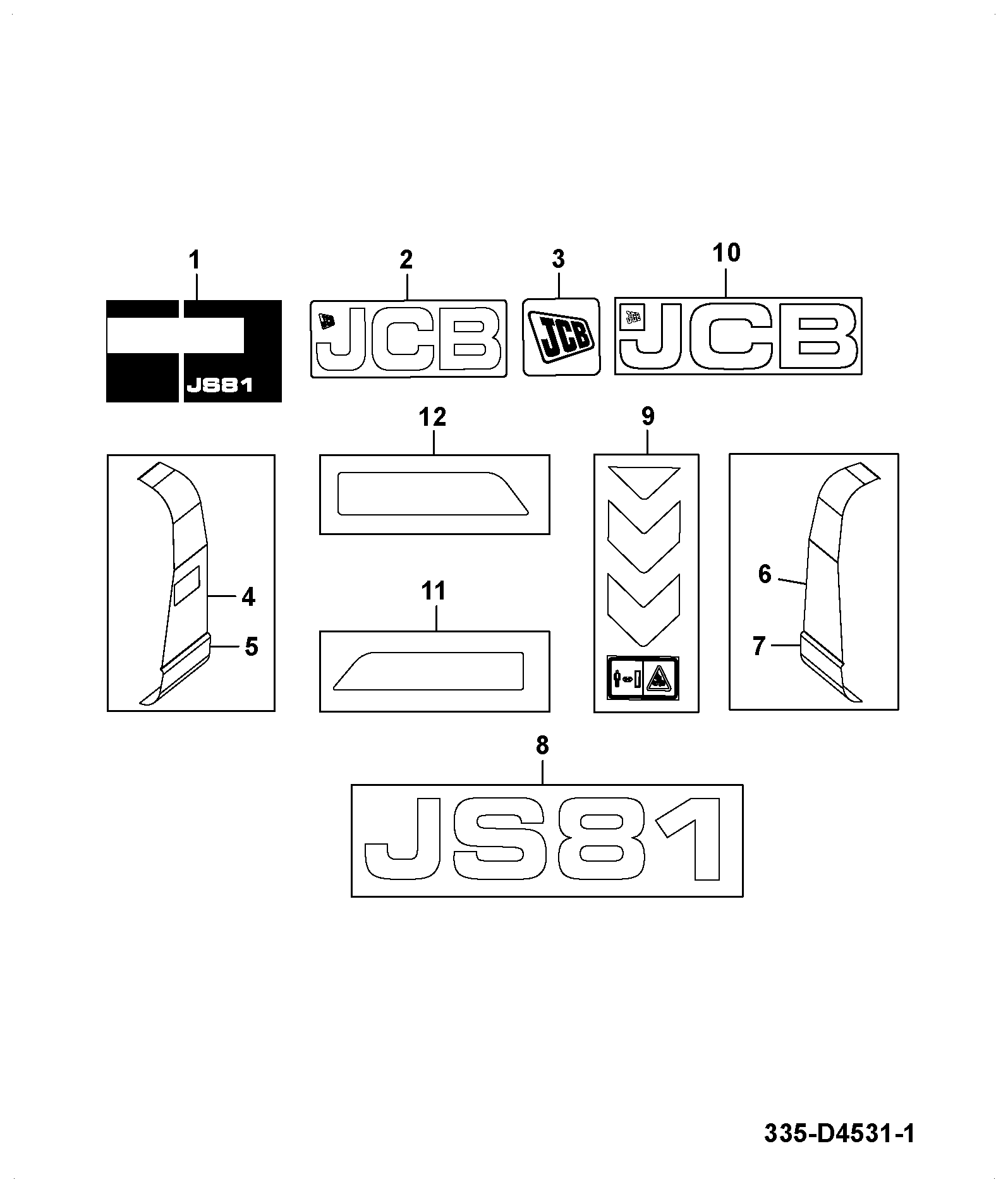 Наклейка 335/D4868 JCB