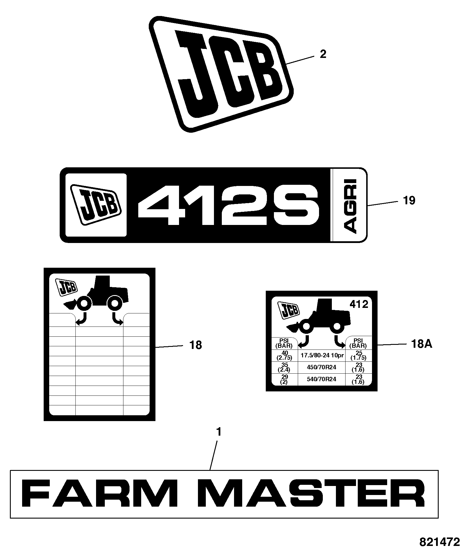 Табличка 333/U1857 JCB