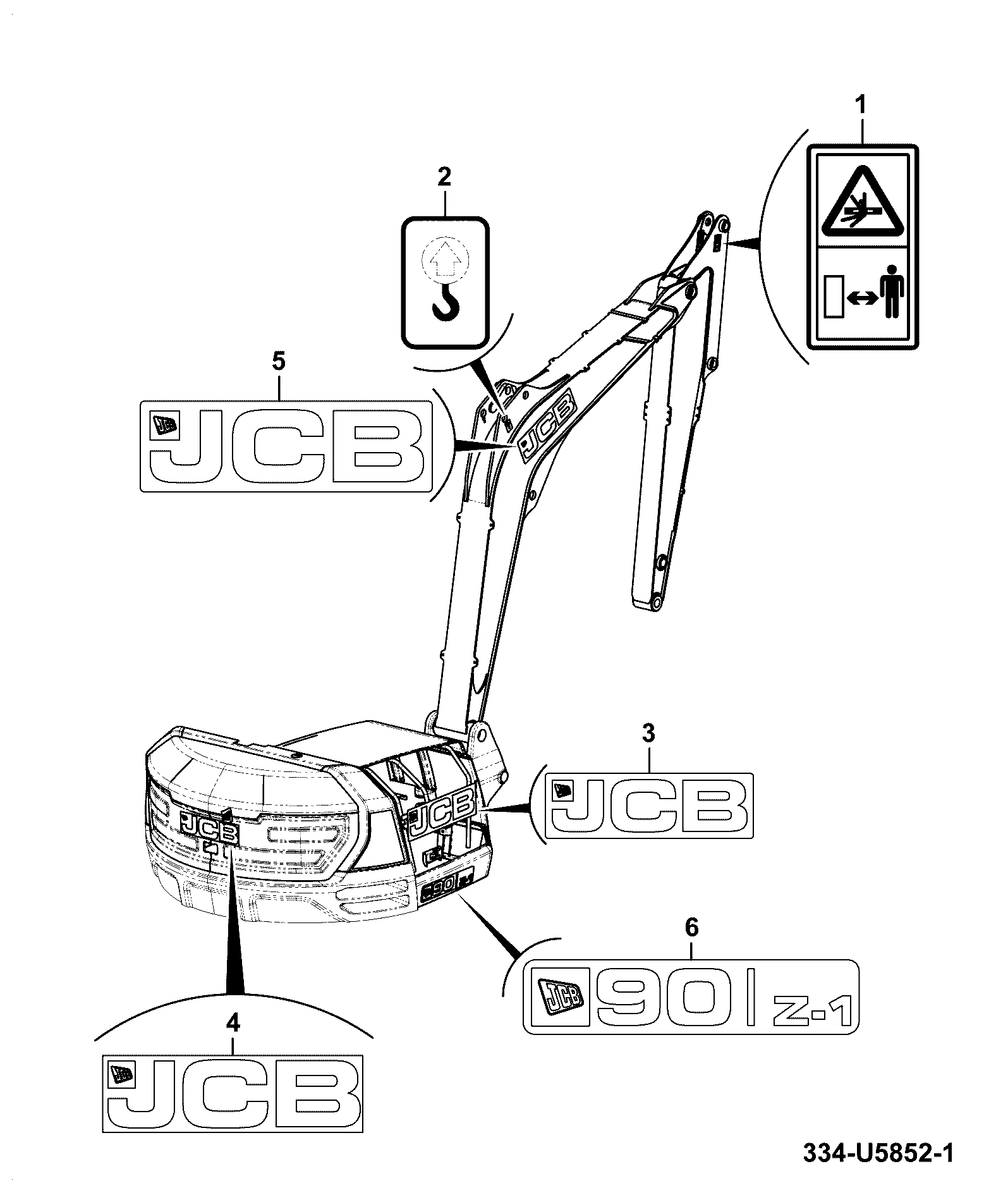 Наклейка 334/U2490 JCB