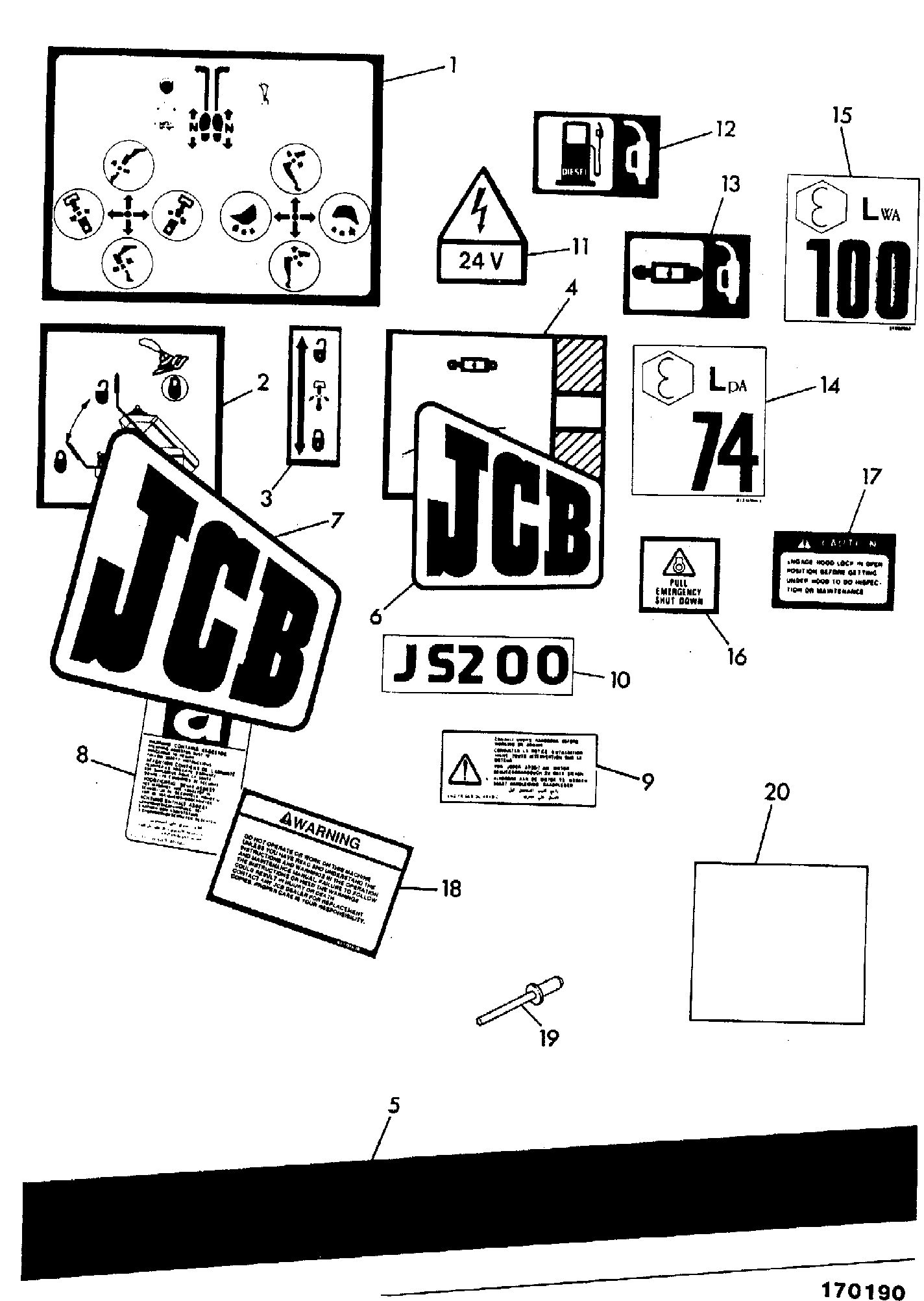 Табличка JRP0097 JCB