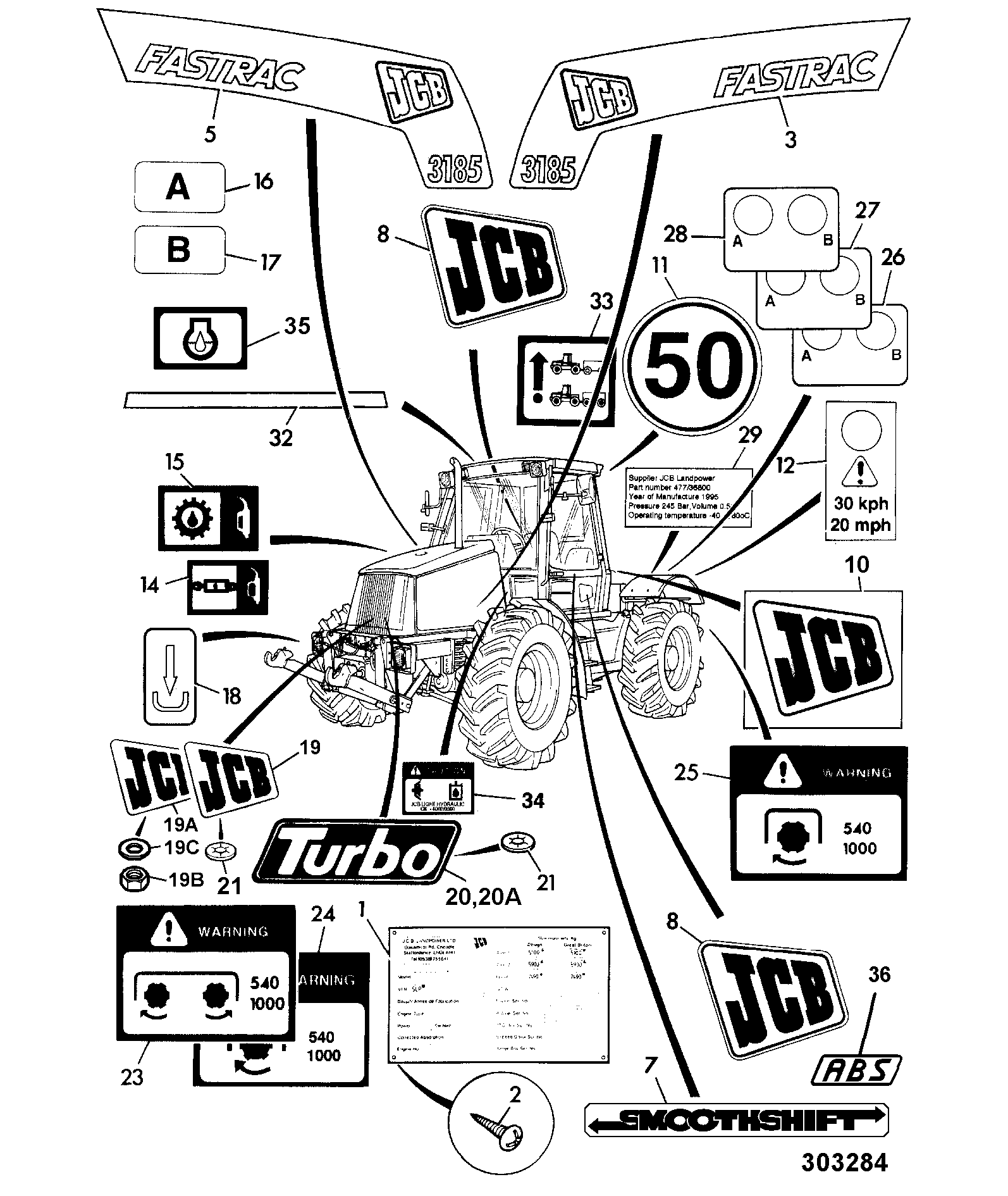 Наклейка 817/17416 JCB