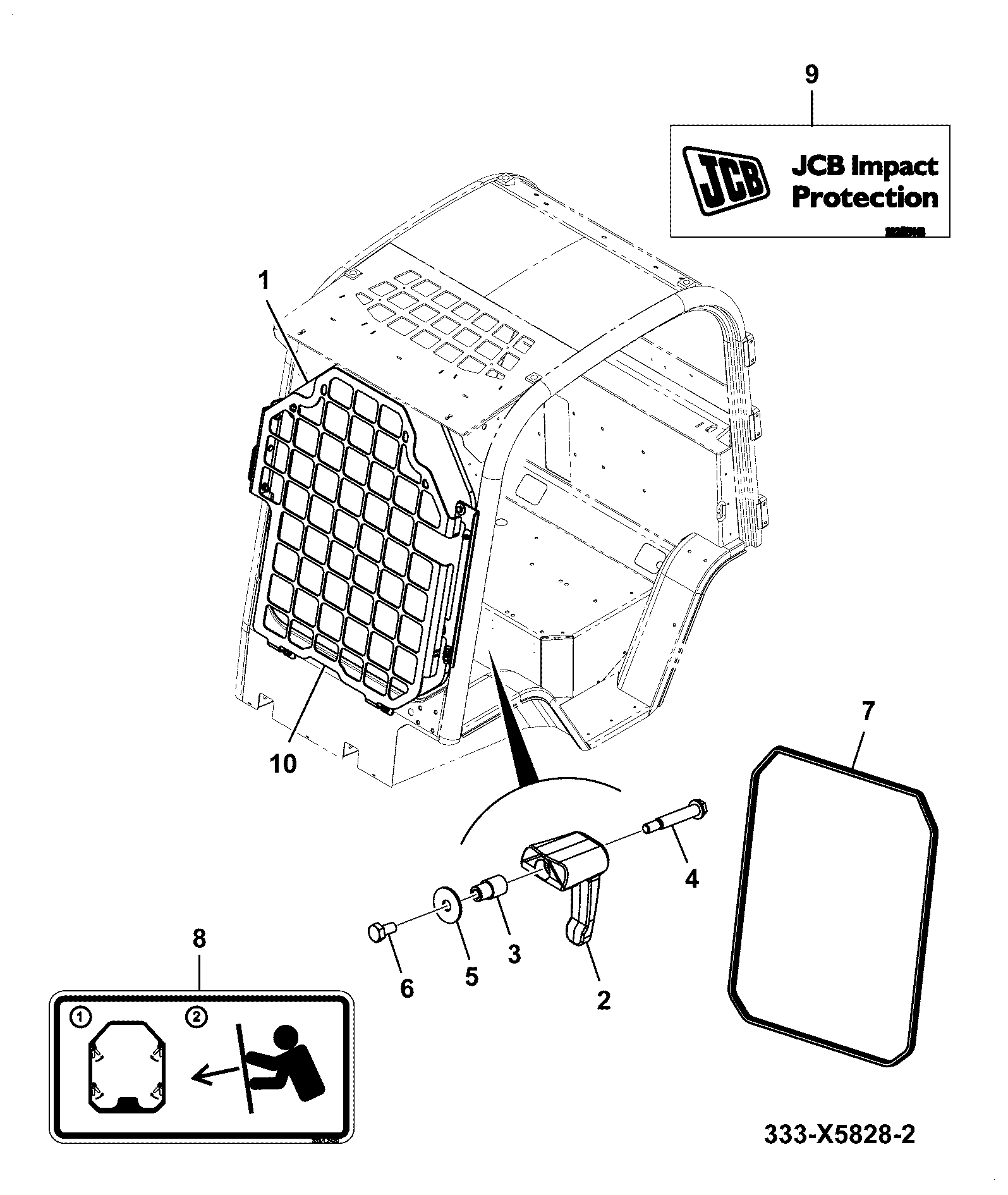 стекло 335/B2145 JCB
