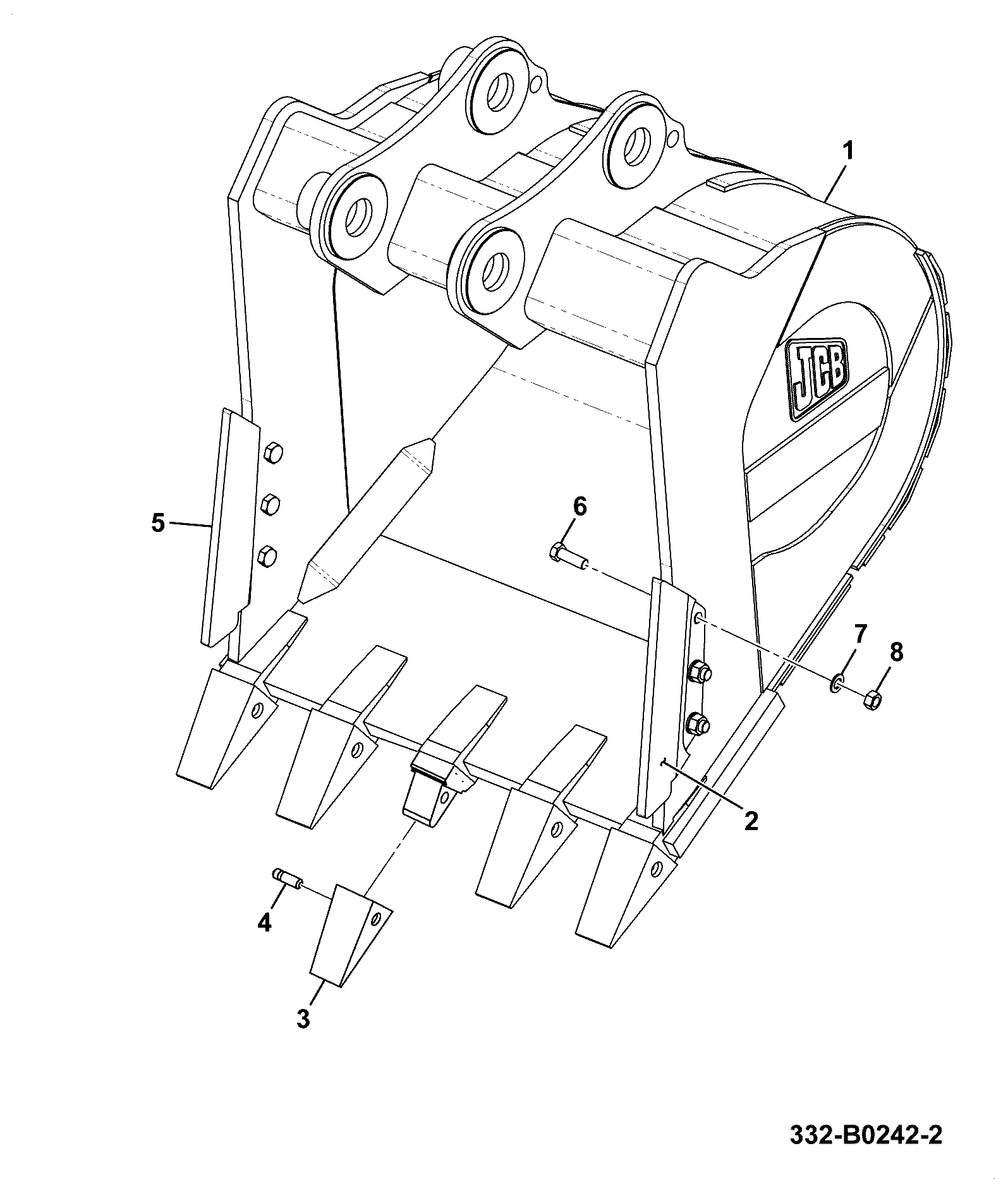 Зуб 332/B0364 JCB