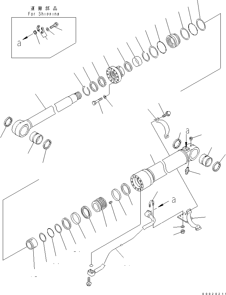 BOOM CYLINDER GROUP{R.H. (FINAL COATING)} (707-01-XU980) KOMATSU
