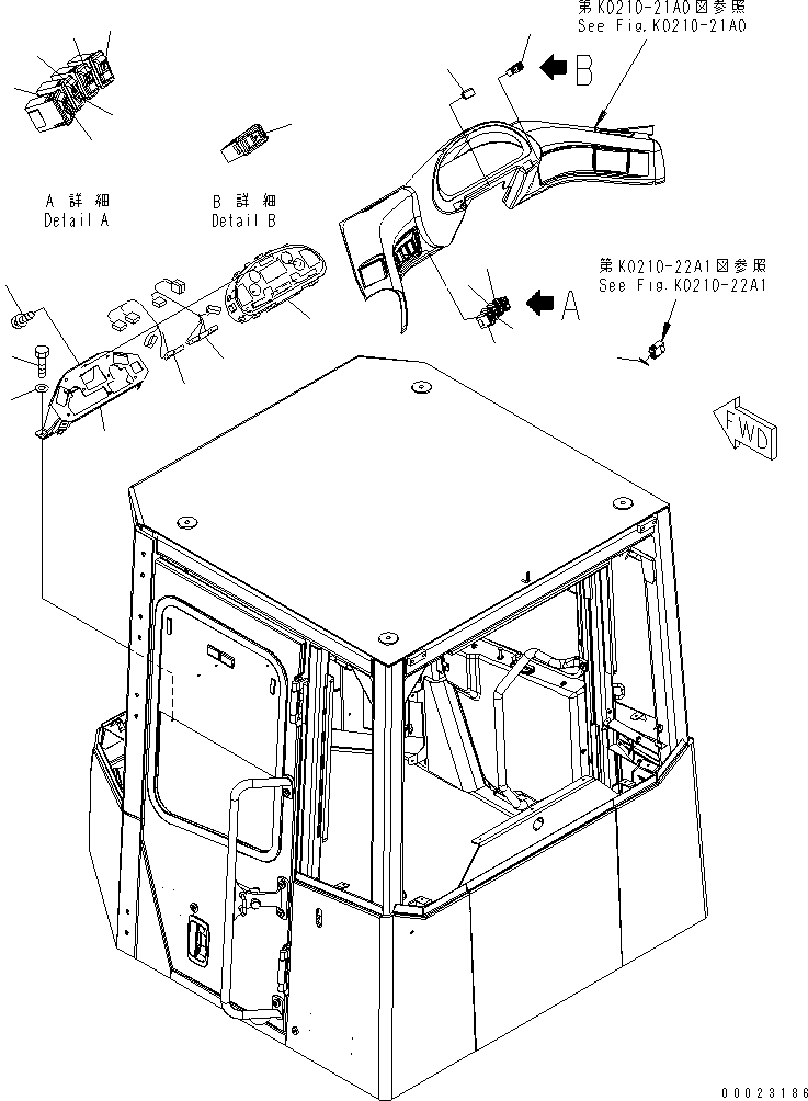 ROPS CAB ASS'Y,(B+G+L) (421-925-3732) KOMATSU