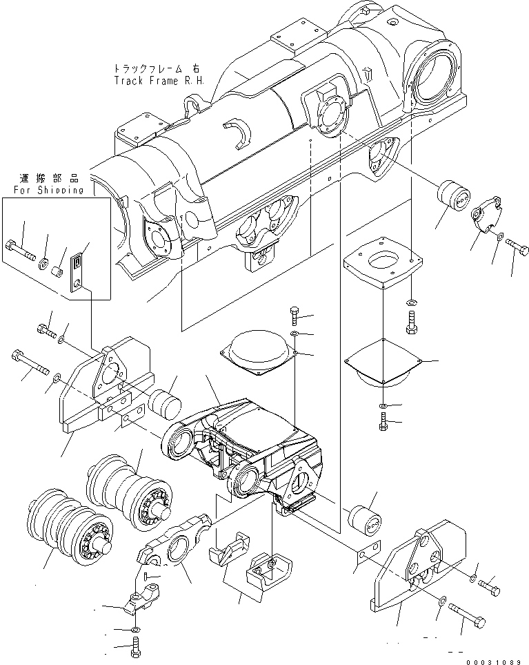 TRACK ROLLER ASS'Y,SINGLE (FOR FRONT AND REAR) 198-30-00541 KOMATSU