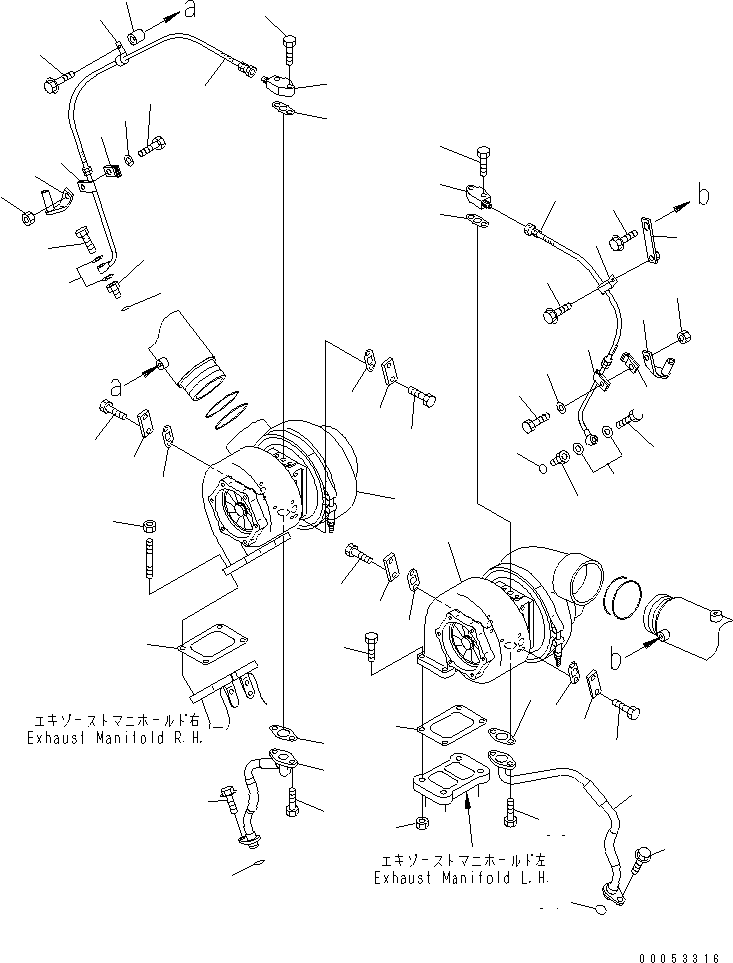 TURBOCHARGER ASS'Y,R.H. (SEE FIG.A1530-C7C3) (6505-67-5070) KOMATSU