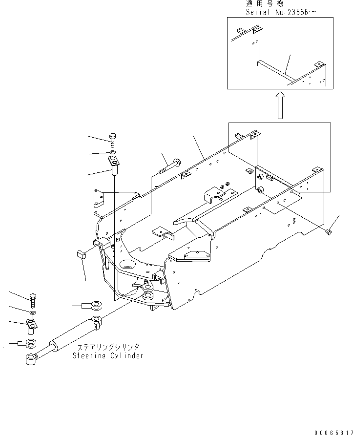FRAME,(FOR USA REAR P.T.O. SHAFT) 42A-N39-2210 KOMATSU
