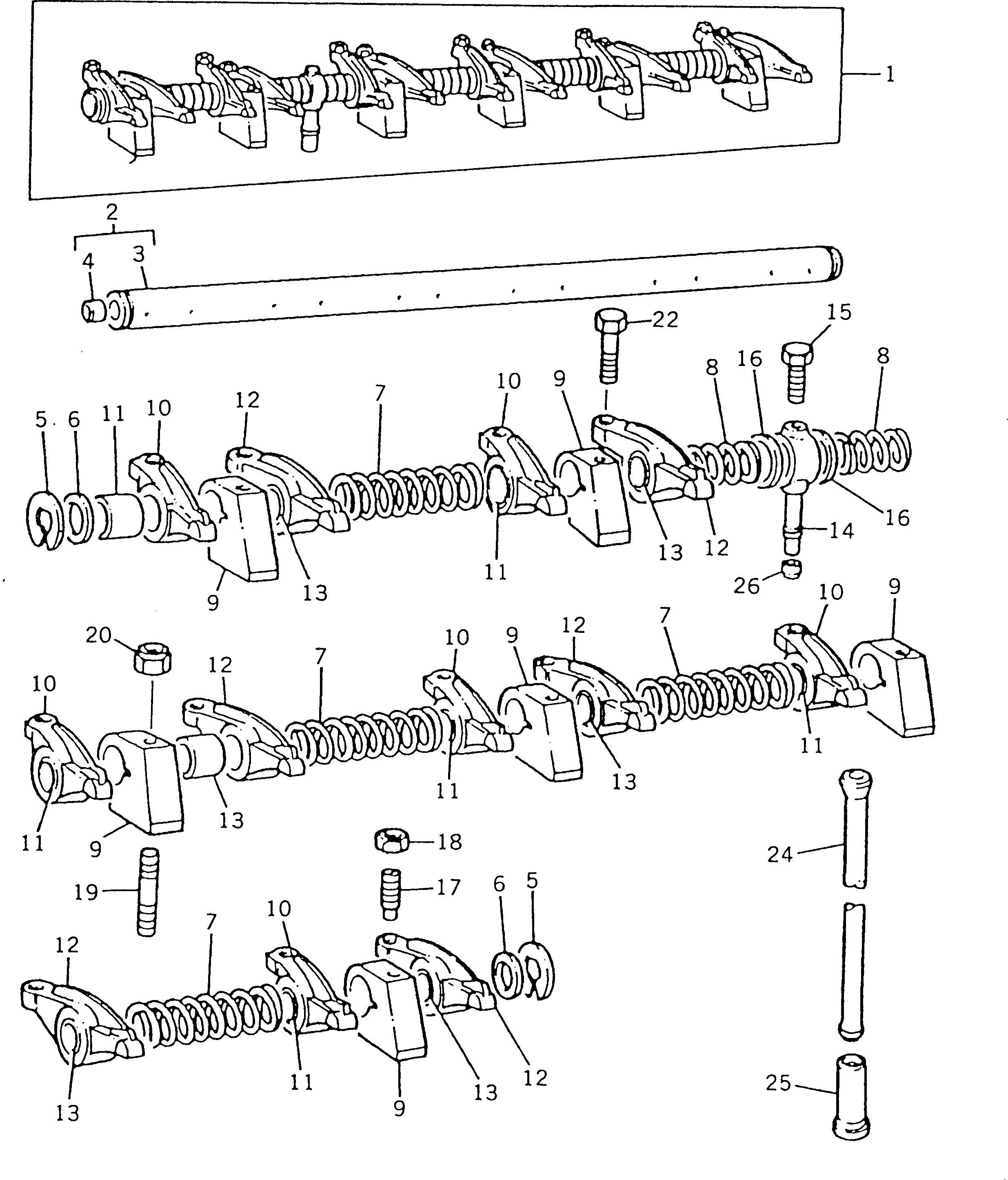 ROCKER SHAFT ASS'Y PKU7LR0003 KOMATSU