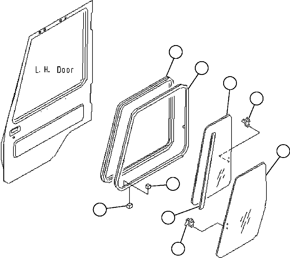 GLASS ASS'Y,L.H. 561-54-62801 KOMATSU