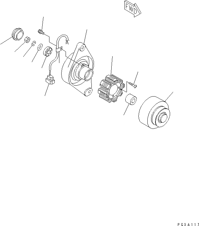 ALTERNATOR A. (9A) YM119663-77200 KOMATSU