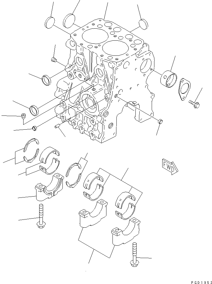 Блок цилиндров в сборе YM719326-01560 KOMATSU
