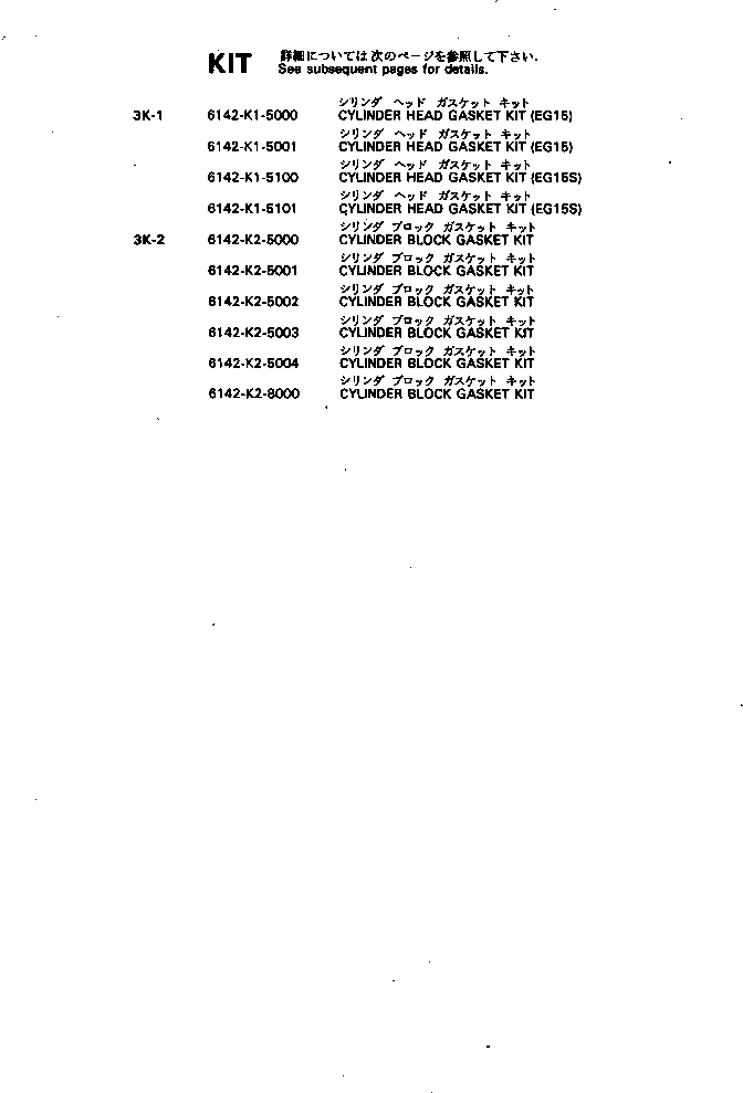 GASKET KIT,CYLINDER HEAD (\2\6142-K1-5100) KOMATSU