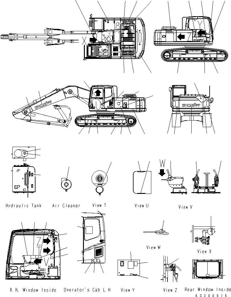 PLATE¤ CAUTION,REAR WINDOW LOCK BACK 20E-00-K1230 KOMATSU