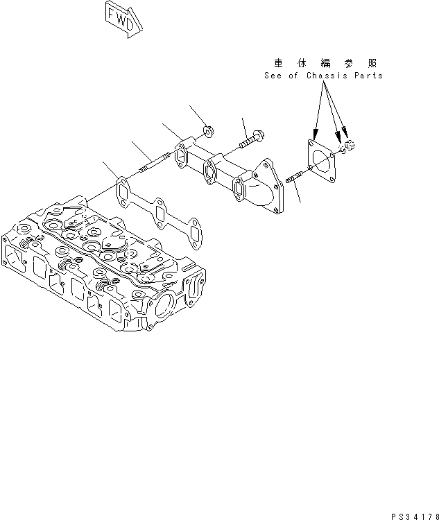 MANIFOLD,EXHAUST YM119233-13100 KOMATSU