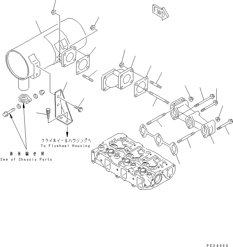 Глушитель YM119823-13500 KOMATSU