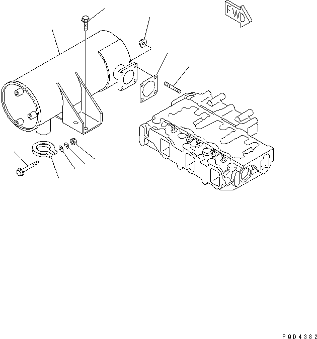 Глушитель YM129216-13500 KOMATSU