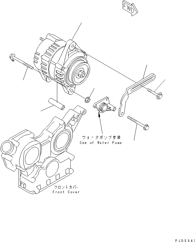 ALTERNATOR A. (40A),(SEE FIG.A6010-B0A6) (YM119836-77201) KOMATSU