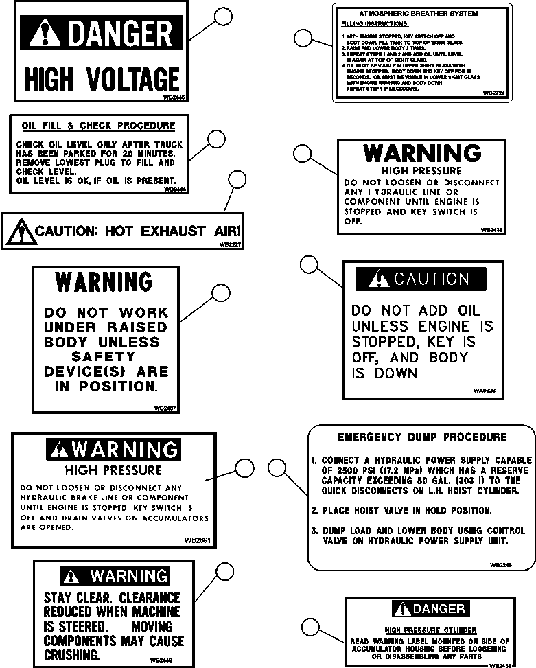 DECAL, DANGER (HIGH PRESSURE CYLINDER) WB3075 KOMATSU