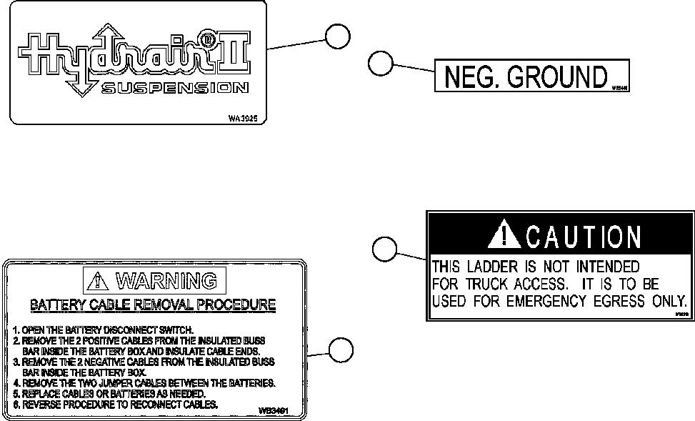 DECAL, BATTERY CABLE REMOVAL (BATTERY BOX) WB3491 KOMATSU