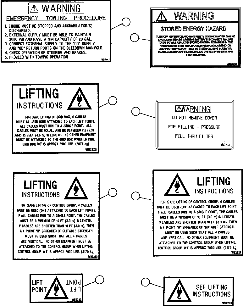DECAL, WARNING, STORED ENERGY HAZARD (BATT & ISOLATION BOX) WB3490 KOMATSU