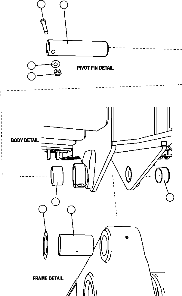 NOTE: (1) INCLUDED IN AK5666 BODY PIVOT PIN KIT. AK5666 KOMATSU