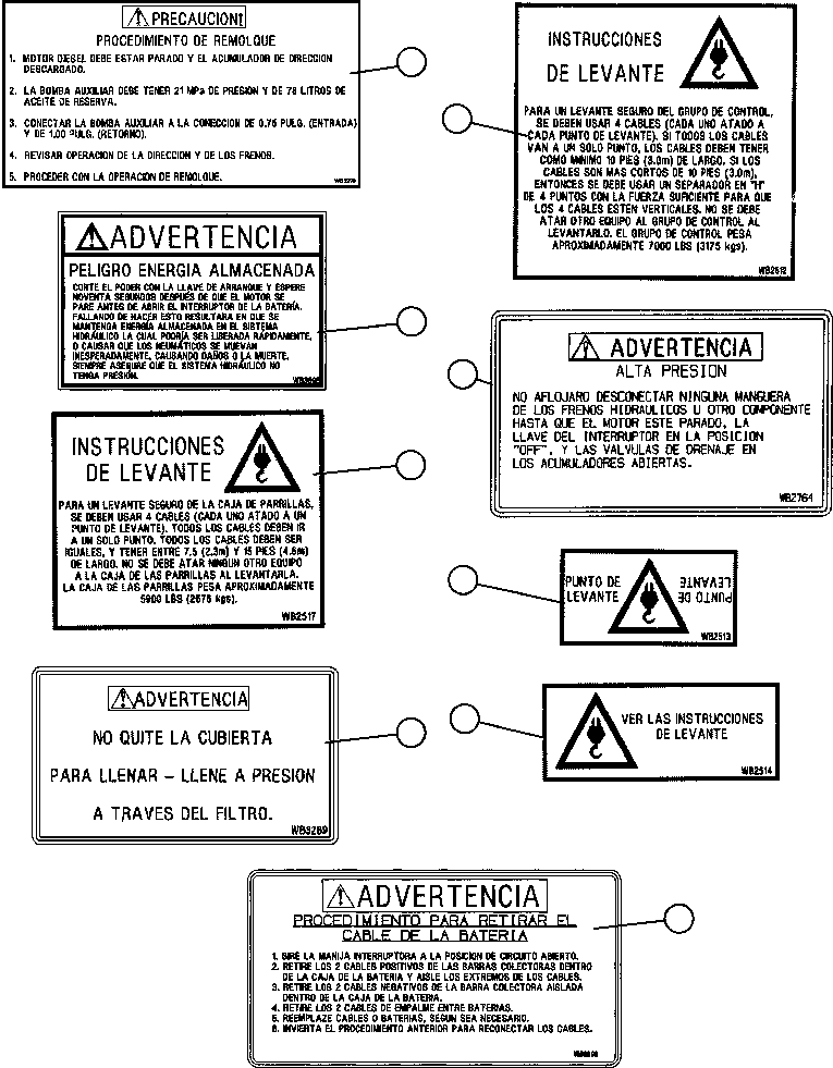 DECAL, WARNING, STORED ENERGY HAZARD WB3505 KOMATSU