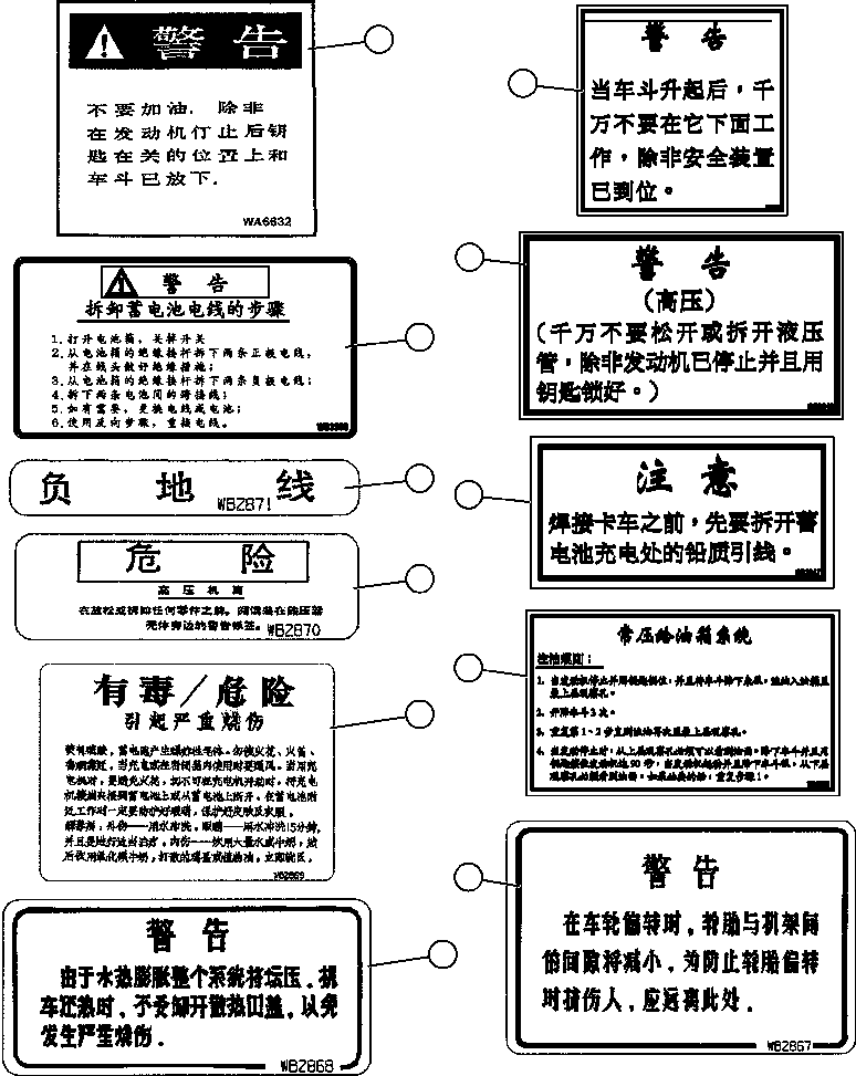 DECAL, WHEEL SPACE WARNING (BOTH SIDES OF FRAME WB2867 KOMATSU