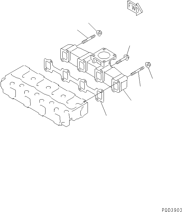 MANIFOLD, EXHAUST YM129900-13200 KOMATSU