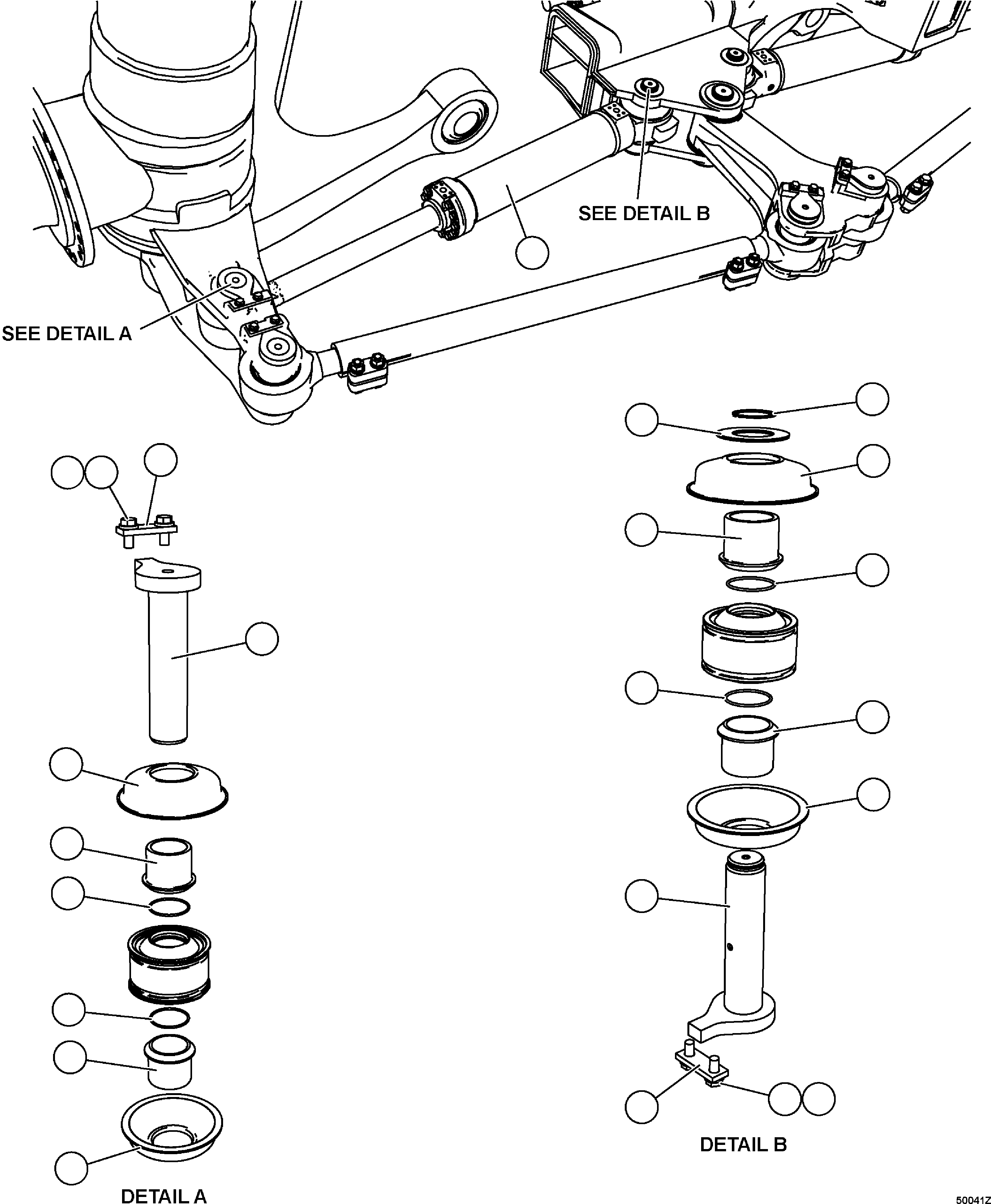 NOTE: (1) INCLUDED IN AK3665 STEERING PIN KIT. AK3665 KOMATSU