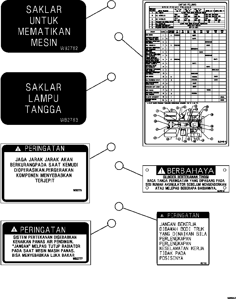DECAL, HIGH PRESSURE CYLINDER DANGER (L.H. SIDE OF EG4016 KOMATSU