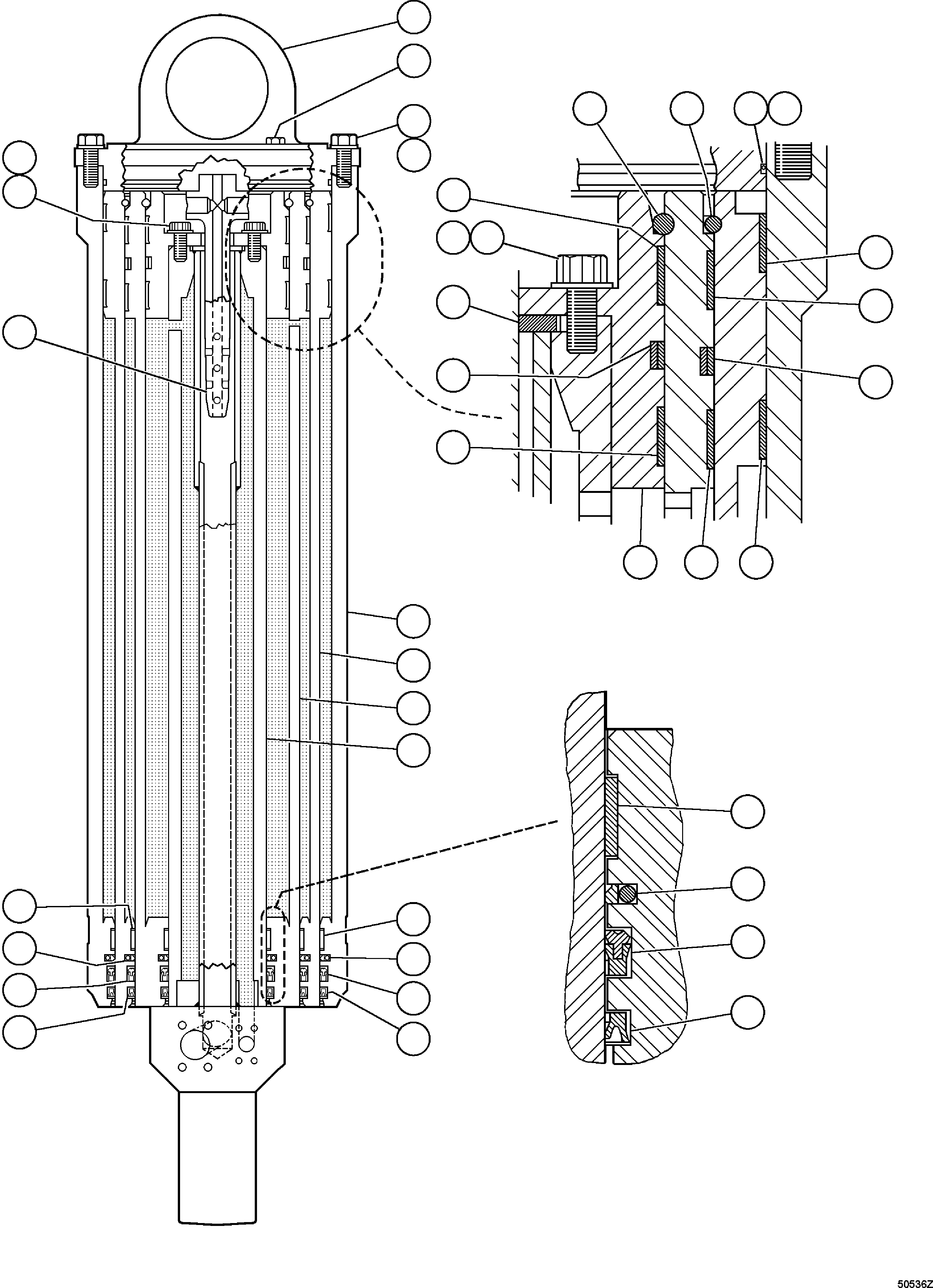 HOIST CYLINDER ASSEMBLY (-40) (2)/(5) (SEE FIG 50536A) EM6340 KOMATSU
