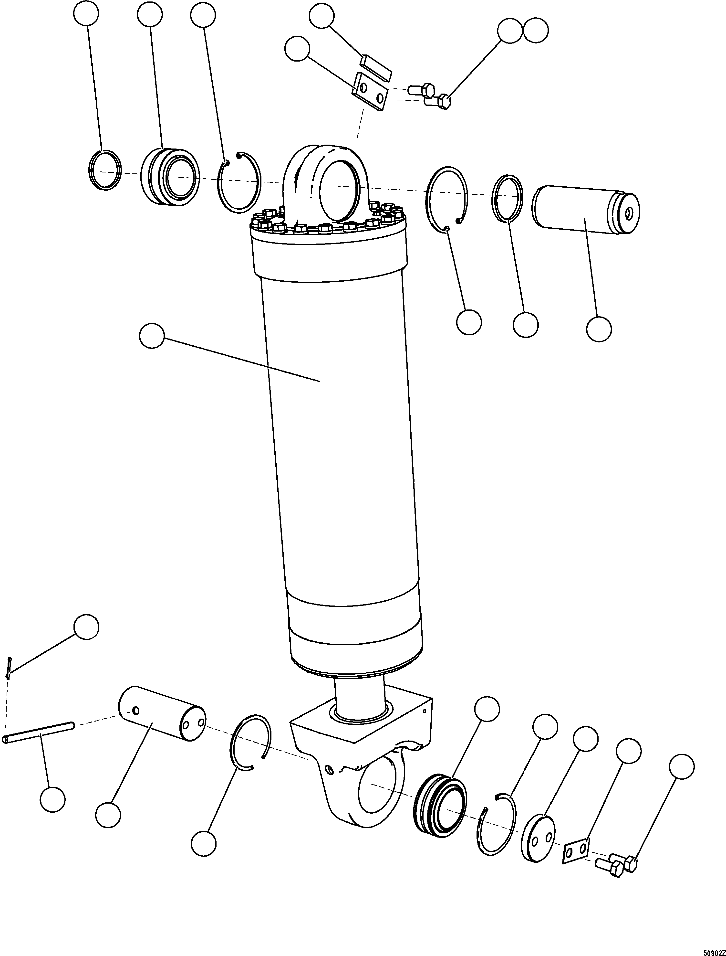 HOIST CYLINDER W/BEARINGS (-40C) (1)/(3) EM6339 KOMATSU